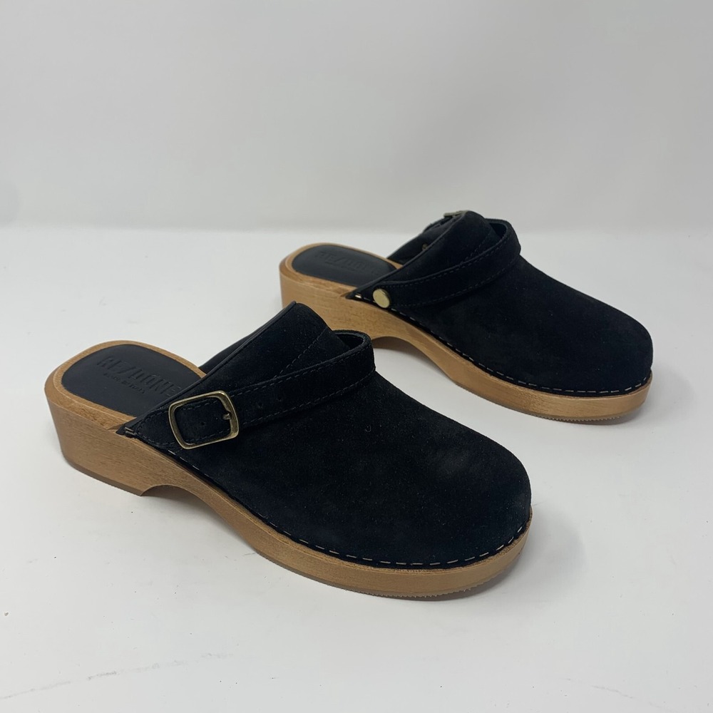 Re/Done 70s Classic 258-14W7CC Clog Shoes Women's 36 Black Suede Slip-on S0471